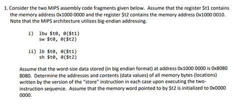 Solved 1 Consider The Two Mips Assembly Code Fragments