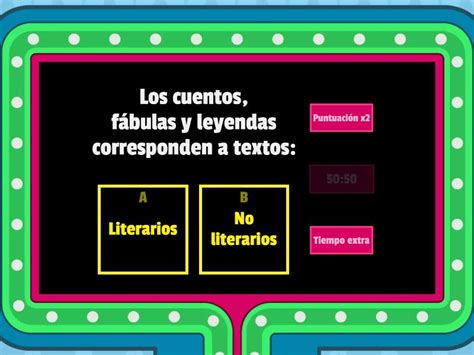 Textos Literarios Y No Literarios 3A Gameshow Quiz