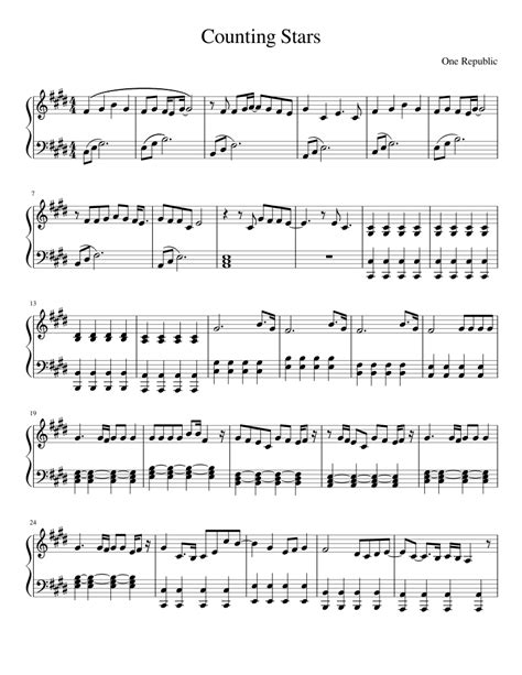 Counting Stars Sheet music for Piano | Download free in PDF or MIDI ...