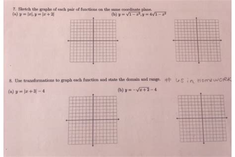 Solved 7 Sketch The Graphs Of Each Pair Of Functions On The Chegg