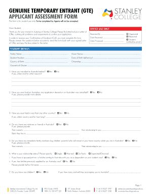 Fillable Online Genuine Temporary Entrant Gte Fax Email Print Pdffiller