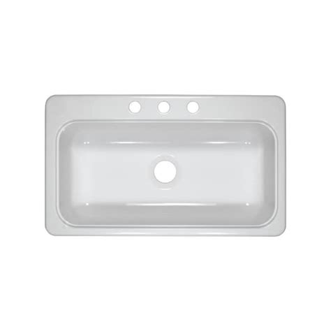 Lyons Style Sb 33 In X 19 In White Single Bowl 3 Hole Commercial