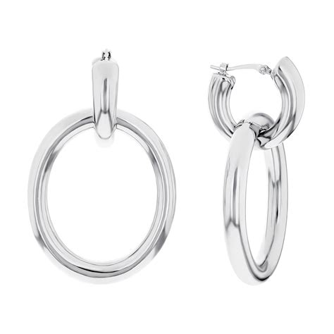 Sterling Silver Oval Double Hoop Dangle Earrings Borsheims