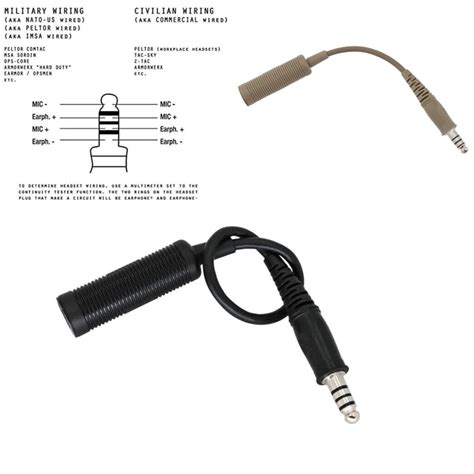 Ts Tac Sky U Nato Military To Civilian Wire Plug For Peltor Comtac