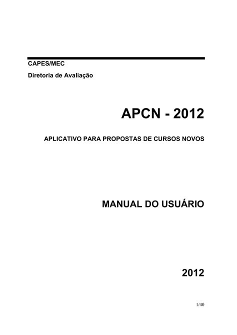 Manual Do APCN Guia Para Propostas De Cursos Novos PDF