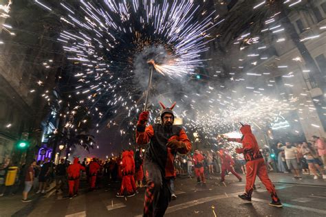 The Gran Fira De Valencia Correfoc 2022 Fire Parade Through The City