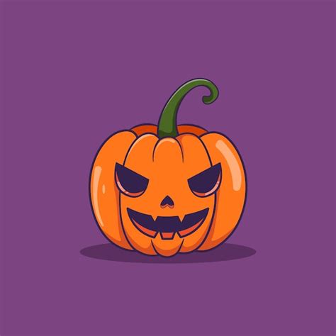 Calabaza Para El Festival De Halloween Con Cara De Miedo Vector Premium