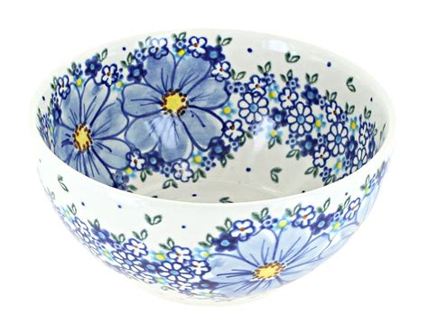 Blue Rose Polish Pottery Blue Starflower Cereal Soup Bowl Walmart