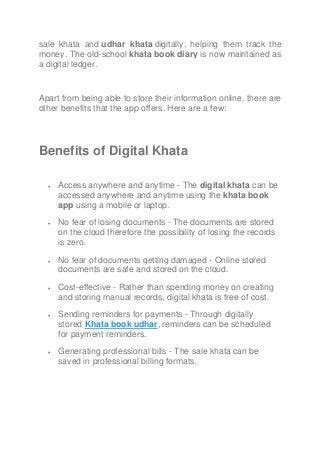 What is khata book app and benefits of digital khata