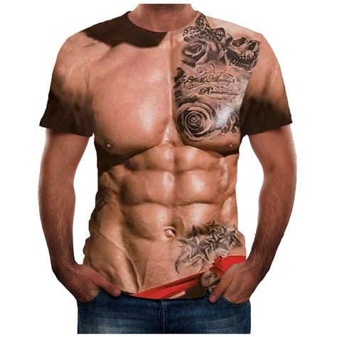 Stamzod Men Clothes Clearance Mens Muscle T Shirts With Funny Abdominal Muscle Printed Graphic