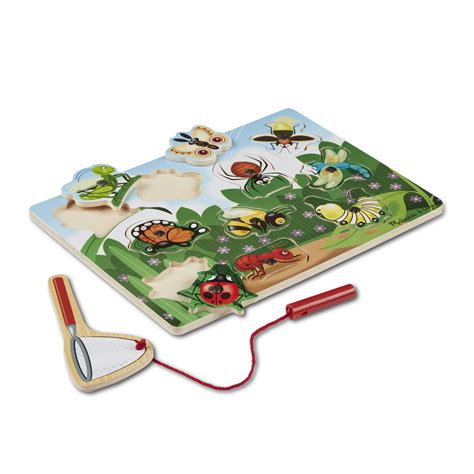 Melissa Doug Magnetic Wooden Bug Catching Puzzle Game 10 Pcs