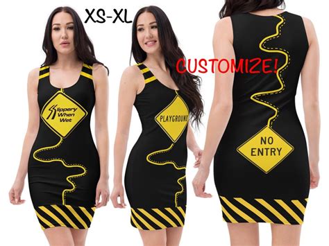 Halloween Road Signs Fitted Dress Women Costume Traffic Safety Etsy