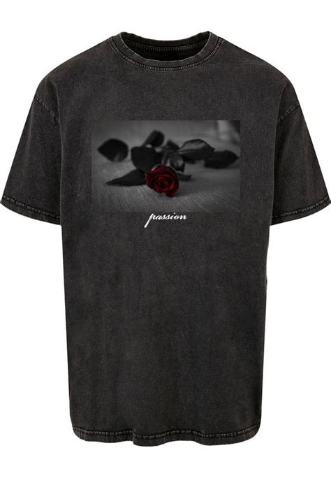 Mistertee T Shirt Mistertee Herren Passion Rose Acid Washed Heavy