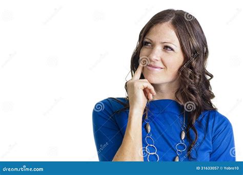 Thinking Woman Isolated On White Background Royalty Free Stock