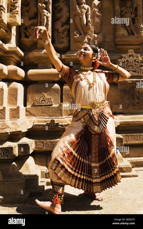 Dancer Performing Bharatnatyam In Khajuraho Dance Festival Khajuraho