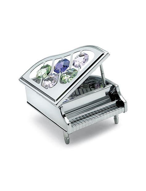 Chrome Grand Piano Purple Green And White Swarovski Crystals Crystocraft