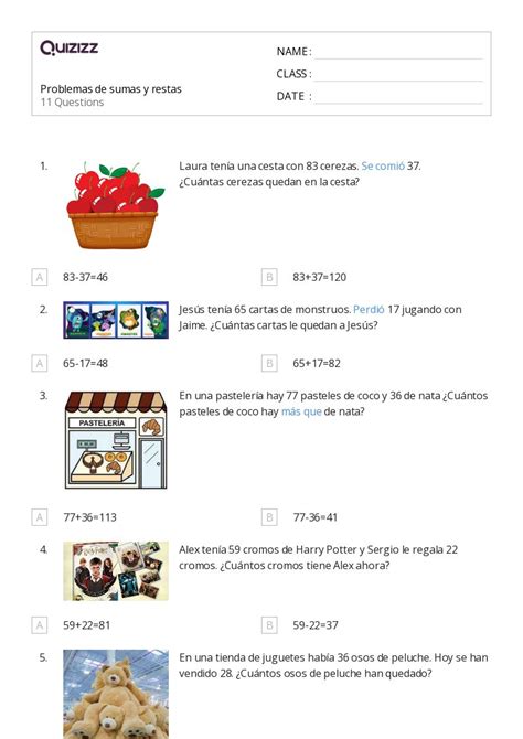 50 Problemas De Dinero Hojas De Trabajo En Quizizz Gratis E Imprimible