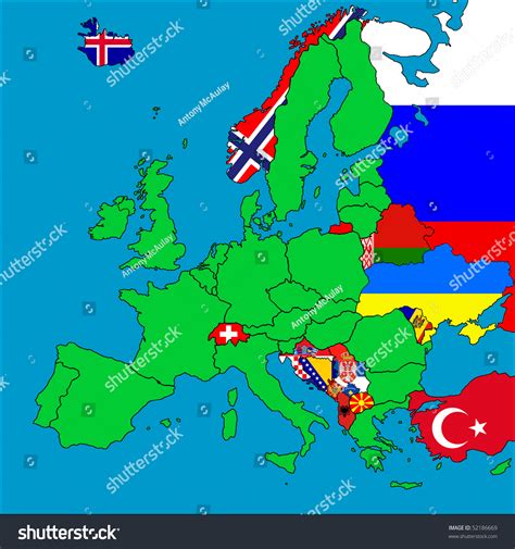 Map Europe All Noneu Member Countries Stock Illustration 52186669 ...