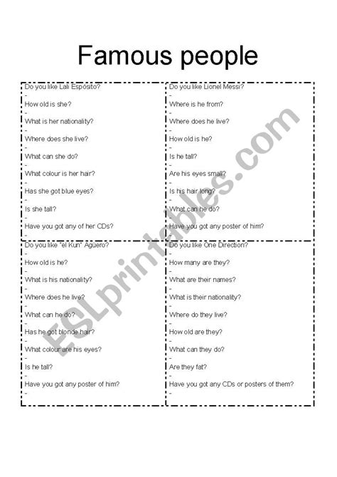 Famous People Esl Worksheet By Creuza