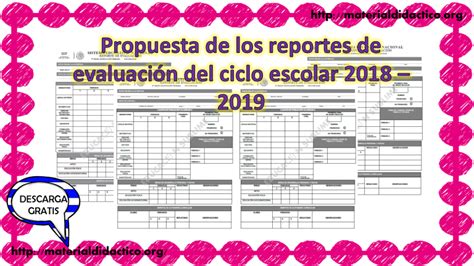 Propuesta De Los Reportes De Evaluación Del Ciclo Escolar 2018 2019 Para Todos Los Grados