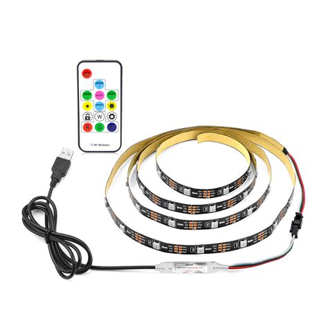 IP20 WS2812B IC DC 5V USB LED Strip Light RGB 5050 SMD Addressable