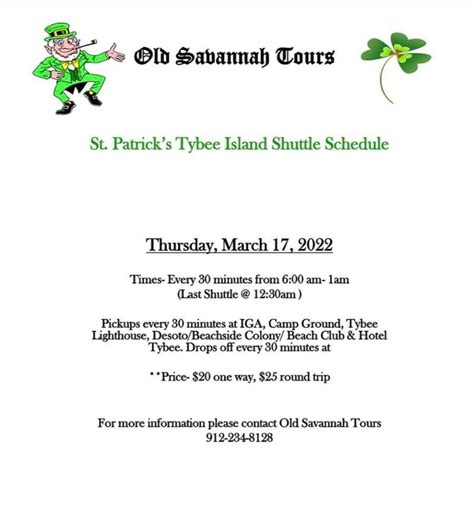 St Patrick S Day Tybee Island Shuttle Schedule Tybee Island Ga