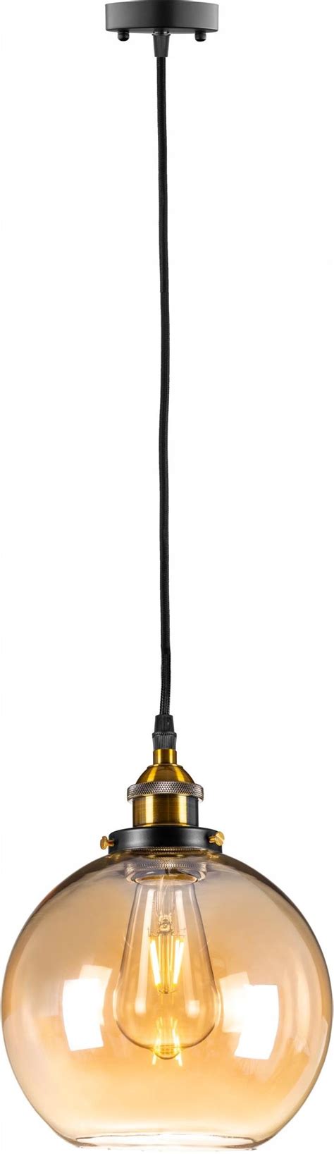 Ledison Lampa wisząca Szklana złoty bursztyn kula E27 25cm LED EP01