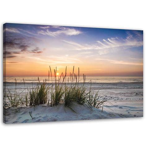 Leinwandbild Sonnenuntergang Am Strand Wall Art De