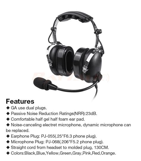 China Noise Cancelling Aviation Headset Pnr With Dual Plugs China Pilot Aviation Headset And