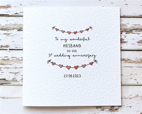 First Wedding Anniversary Card For Husband Personalised 1st