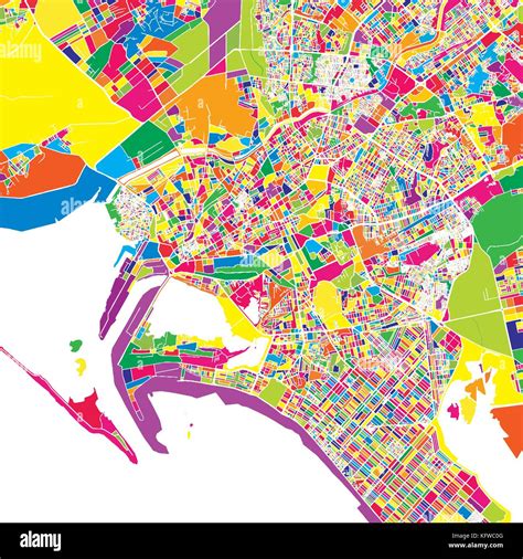 Karachi Pakistan Colorful Vector Map White Streets Railways And