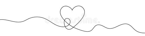 Continuous Line Drawing Of Heart Single Line Love Symbol Stock