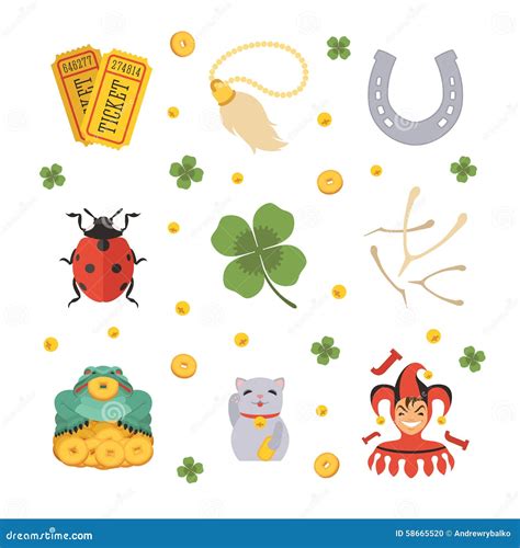 Set Of The Lucky Charms Icons Stock Vector Illustration Of Charm