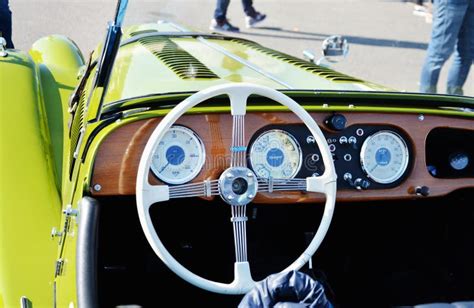 Dashboard Instrument Panel of a Vintage Morgan Plus 4 Roadster Classic ...