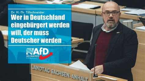 Dr Hans Thomas Tillschneider Wer In Deutschland Eingeb Rgert Werden