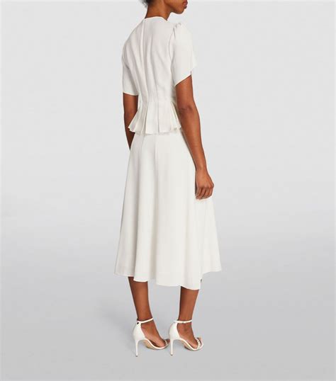 Womens Erdem White Embellished Peplum Midi Dress Harrods Us