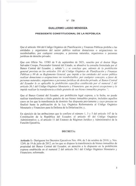 Ecuadorinmediato On Twitter URGENTE Decreto 759 Con El Que