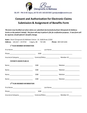 Fillable Online Consent And Authorization For Electronic Claims