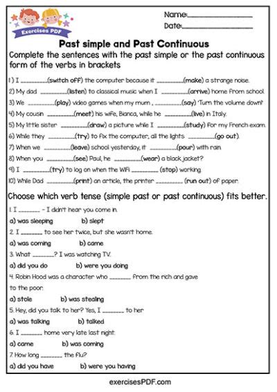 Choose which verb tense simple past or past continuous