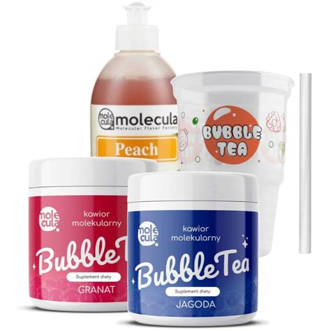 Molecula Bubble Tea Zestaw 2x Kulki Syrop Brzoskwiniowy Kubki Ze