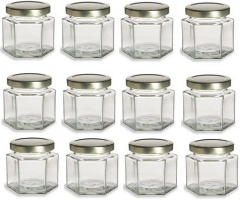 Mini Hexagon Glass Jars 1 5 Oz With Gold Lid Pack Of 24