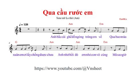 sheet Qua cầu rước em Tone nữ YouTube