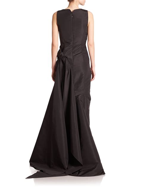 Lyst Carolina Herrera Side Gathered Silk Faille Gown In Black