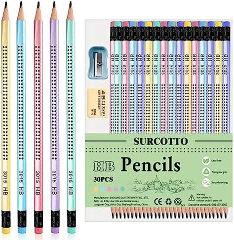 Surcotto Lot De 30 Crayons HB Avec Gomme Et Taille Crayon Crayons