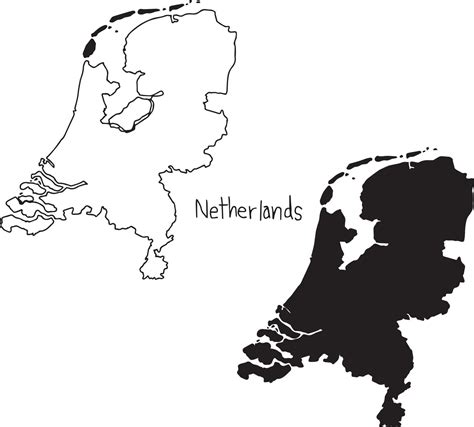 Overzicht En Silhouet Kaart Van Nederland Vector 3127408 Vectorkunst