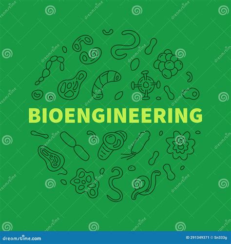 Bioengineering Vector Science Concept Simple Outline Round Banner