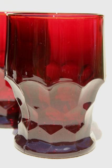 Georgian Pattern Glass Tumblers Vintage Anchor Hocking Royal Ruby Red Glassware