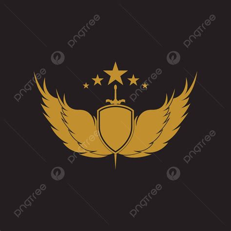 Gold Winged Sword With Shield Vector Icon Font Crown Gold Vector Font