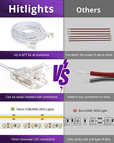 Snapklik Extension Cable Wire Cord LED Strip Connectors 2Pcs 6FT