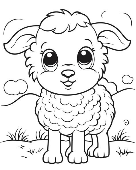 Cute Baby Sheep Coloring Page 23632854 Vector Art At Vecteezy